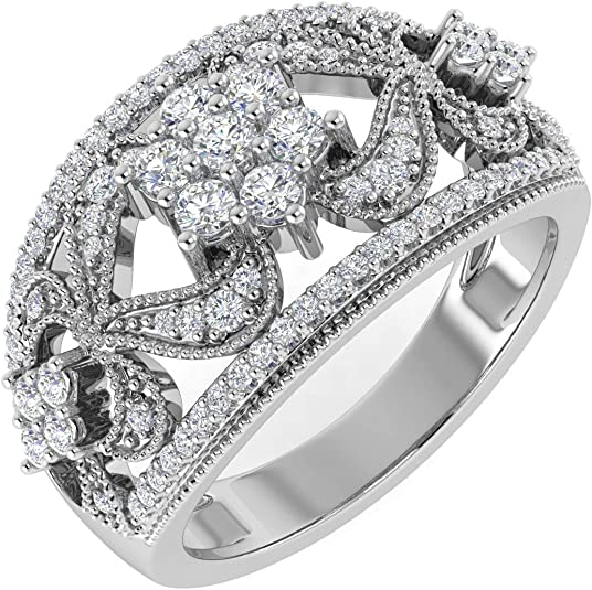 1 Carat Diamond Fashion Wedding Band Ring in 10K Gold